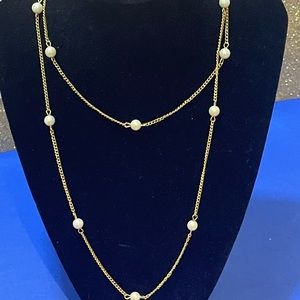 Pearl and Gold Necklace 34”